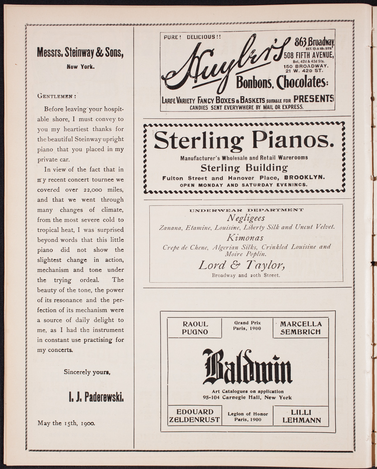 Wetzler Symphony Orchestra, November 19, 1902, program page 4