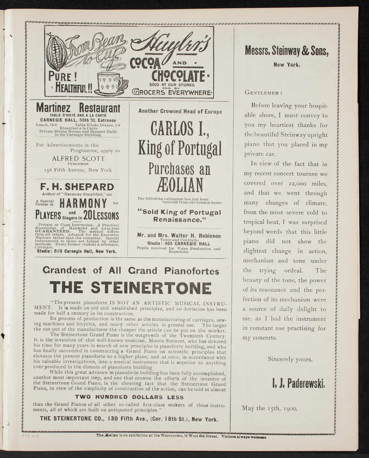 Musical Art Society of New York, March 14, 1901, program page 5