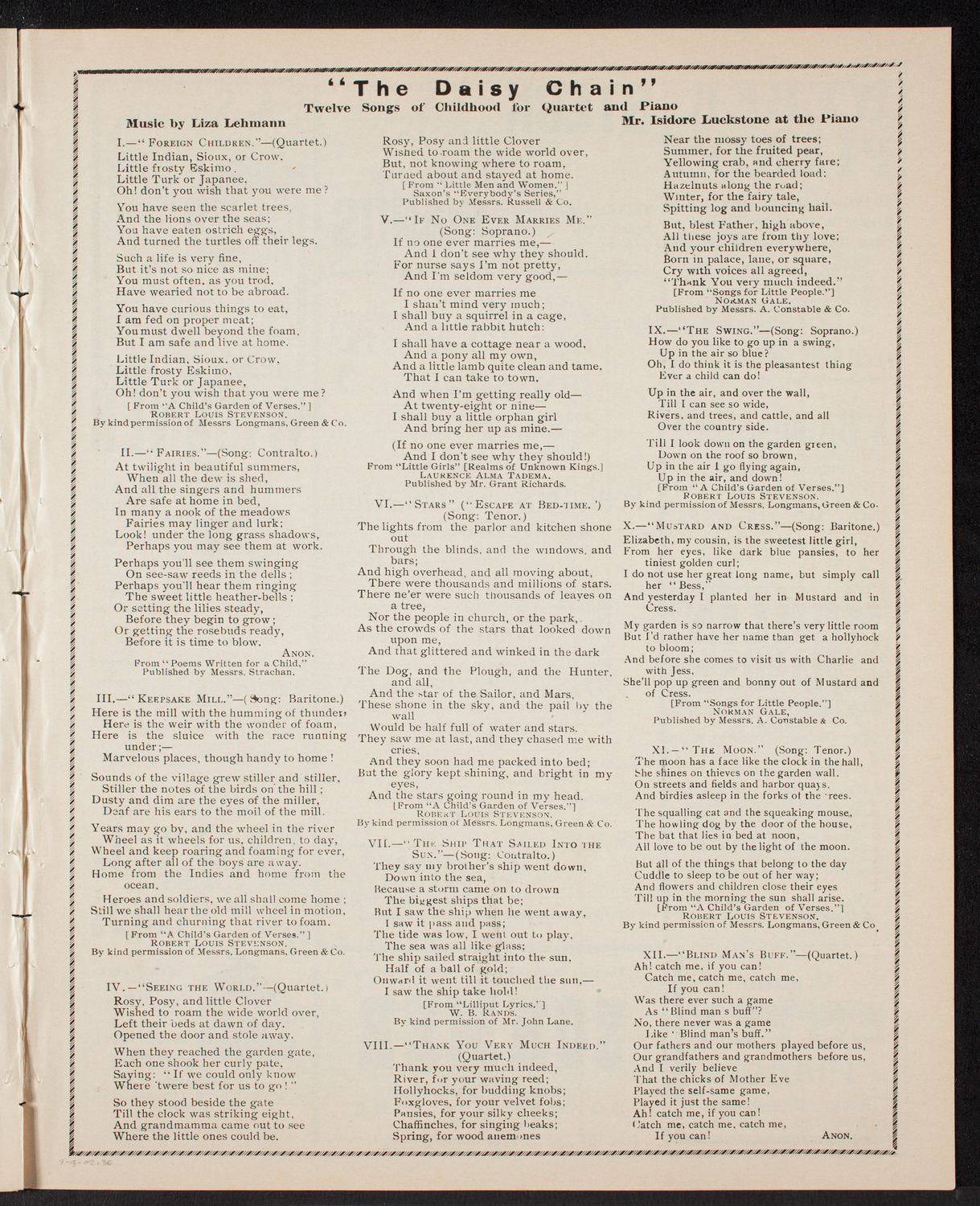 New York City Teachers' Association Concert, March 8, 1902, program page 5