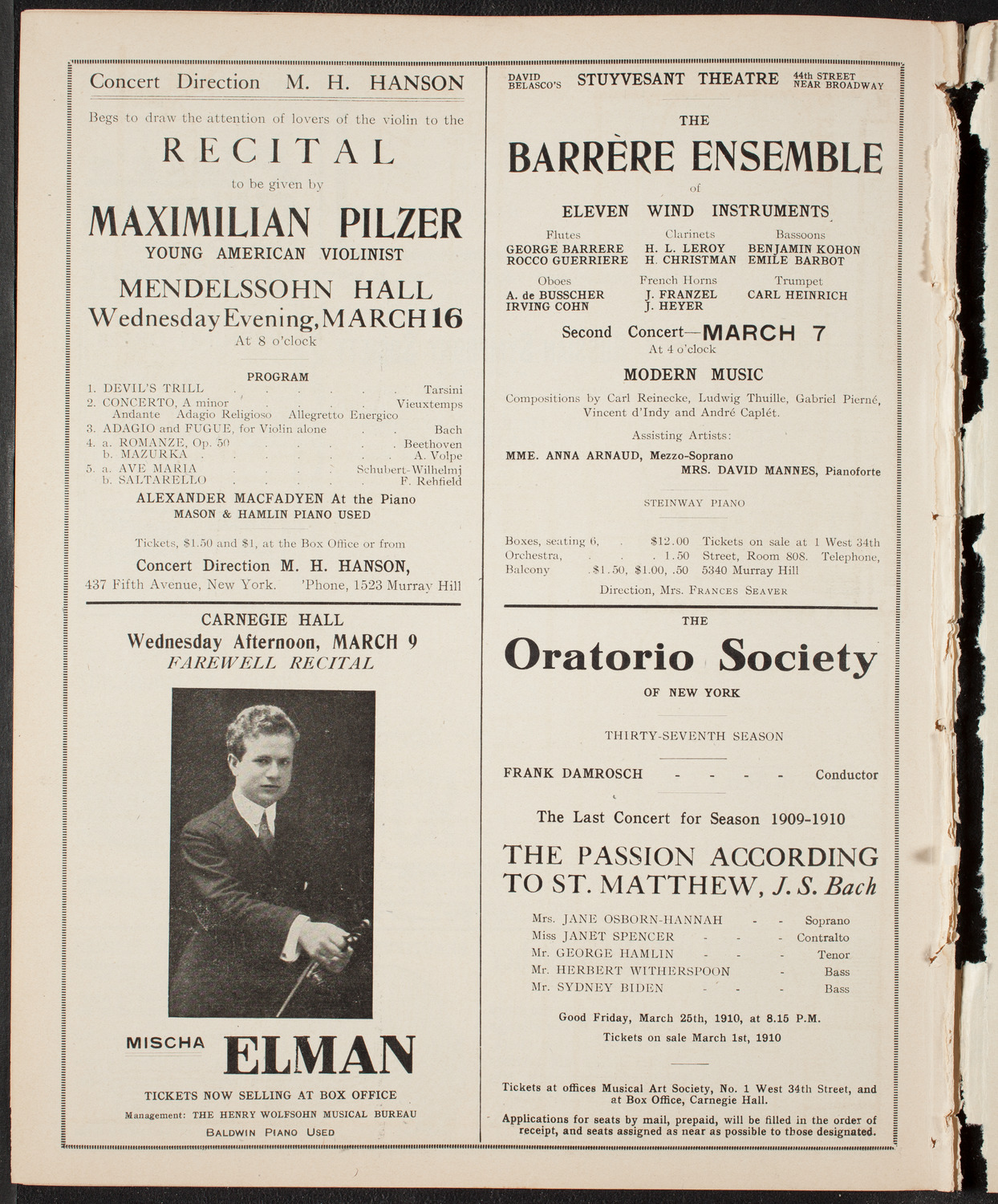 Russian Symphony Society of New York, March 3, 1910, program page 10