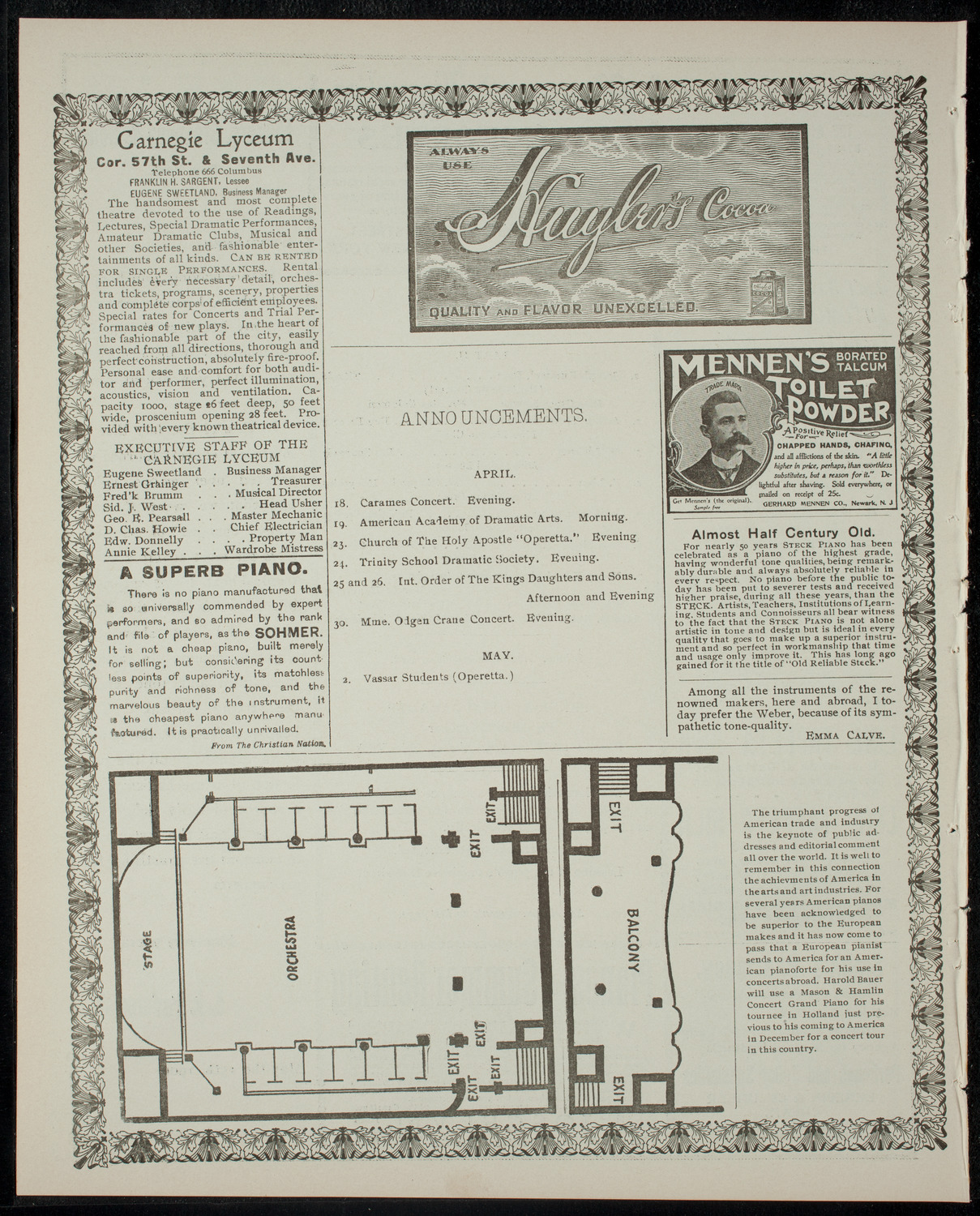 Fifth Annual Concert by the Pupils of Angelo Caramés, April 18, 1902, program page 4