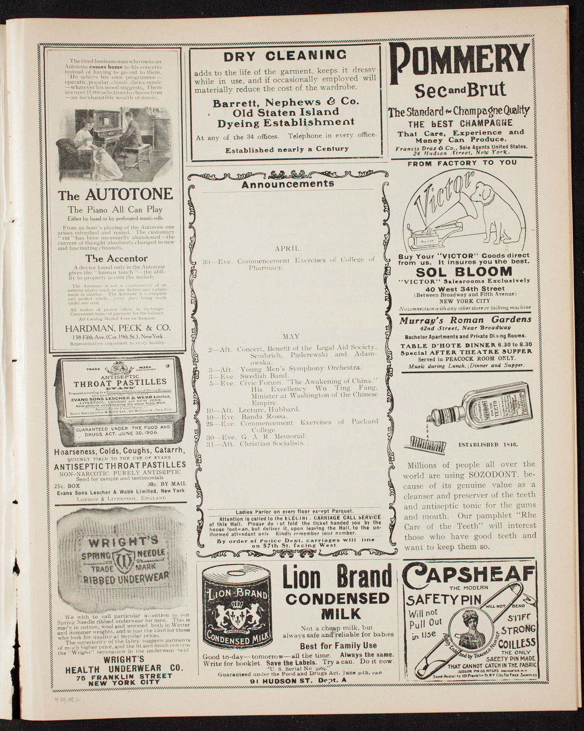 Centenary Celebration of The Diocese of New York, April 29, 1908, program page 3