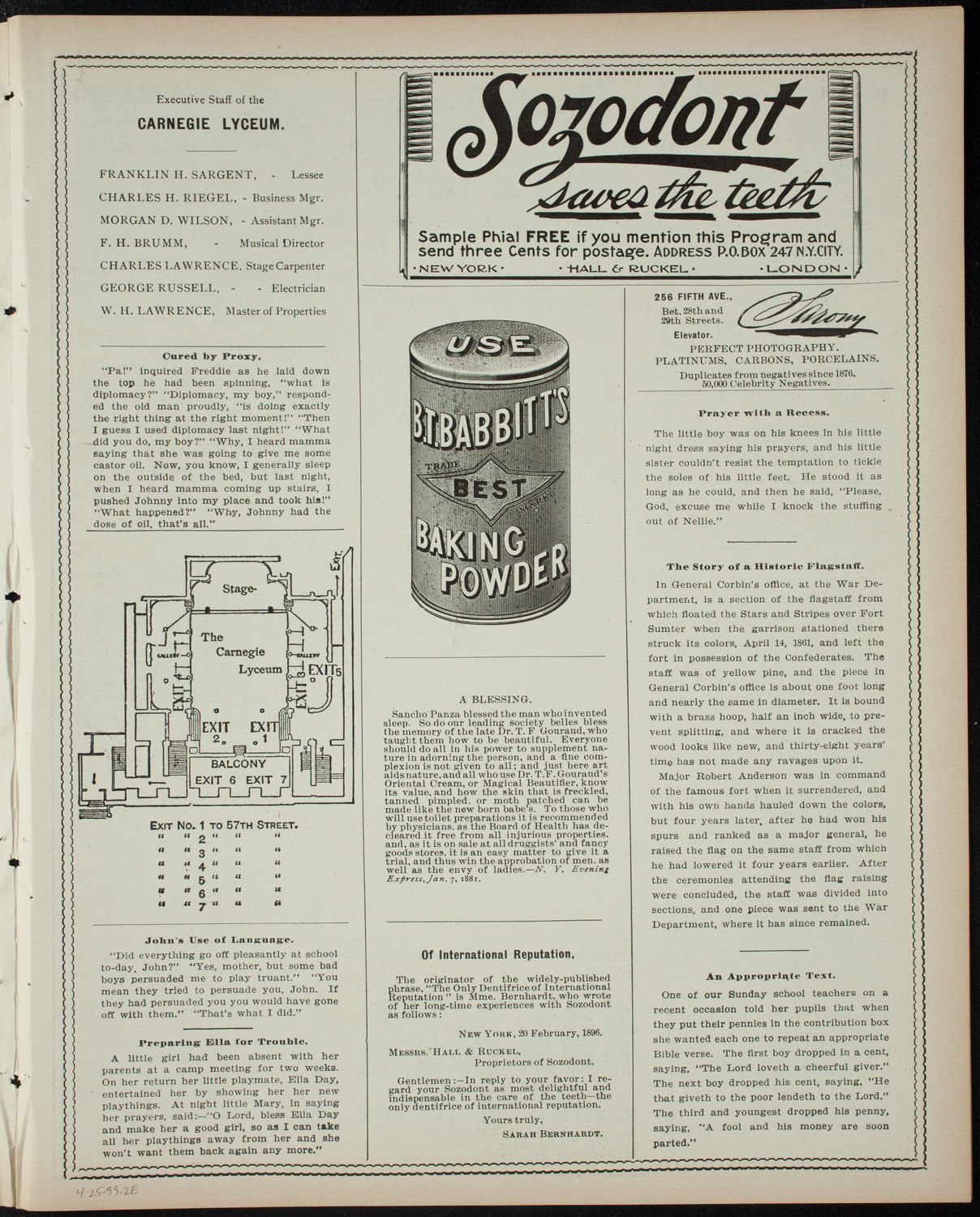 Tableaux by The Todd Studio, April 25, 1899, program page 3