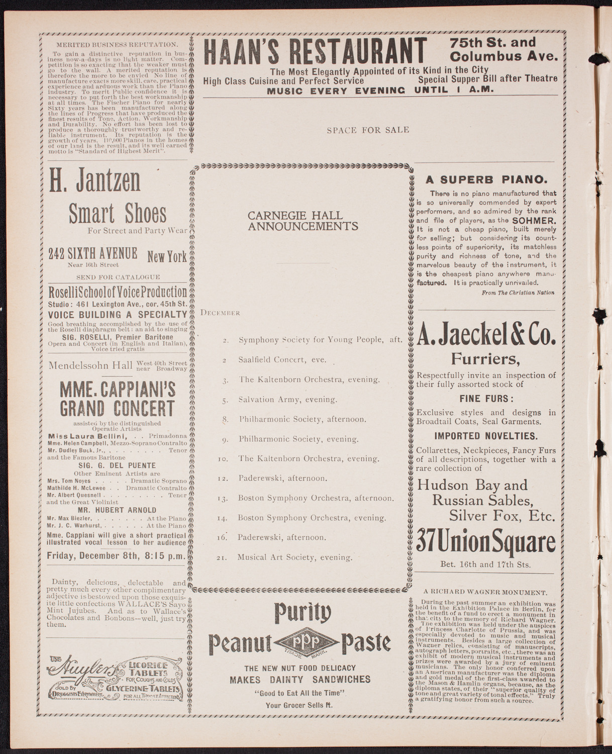 Benefit: German Hospital and Dispensary, November 29, 1899, program page 2