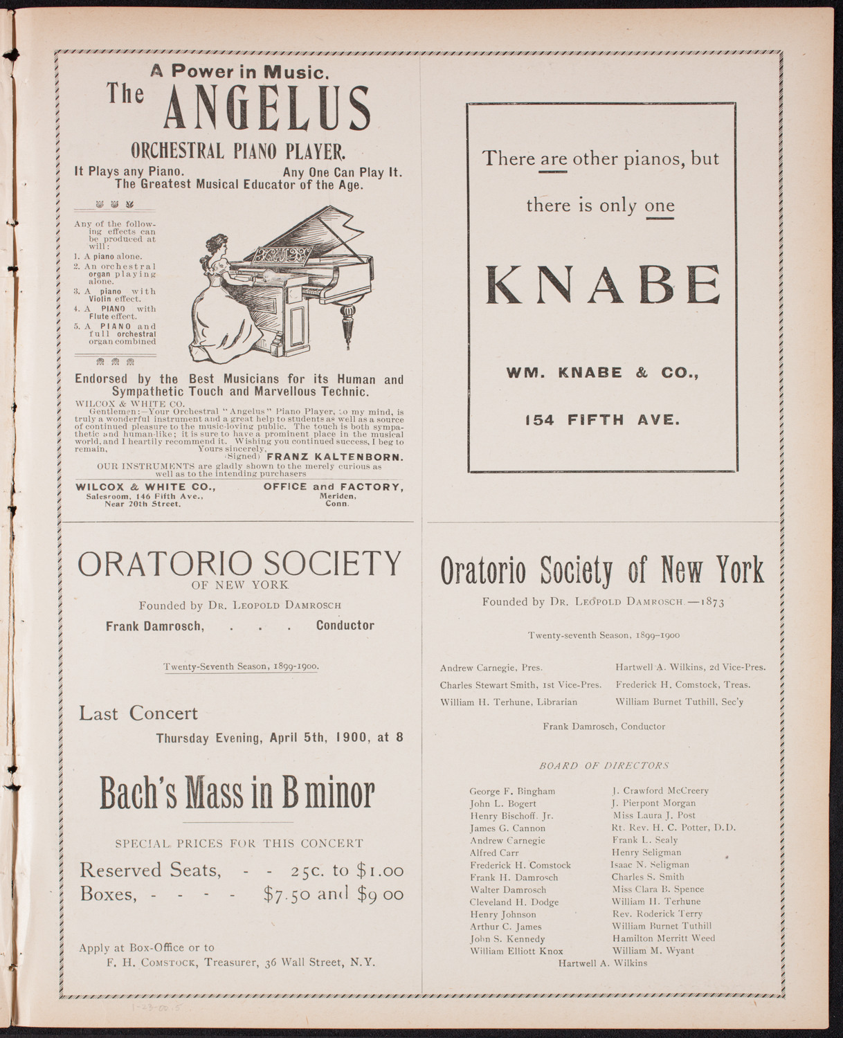 Pittsburgh Symphony Orchestra, January 23, 1900, program page 9