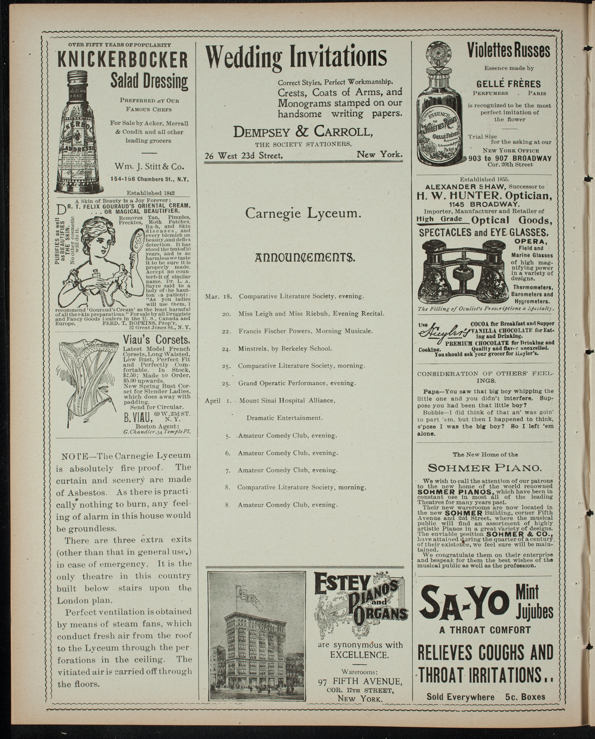 Comparative Literature Society Saturday Morning Conference, March 18, 1899, program page 2