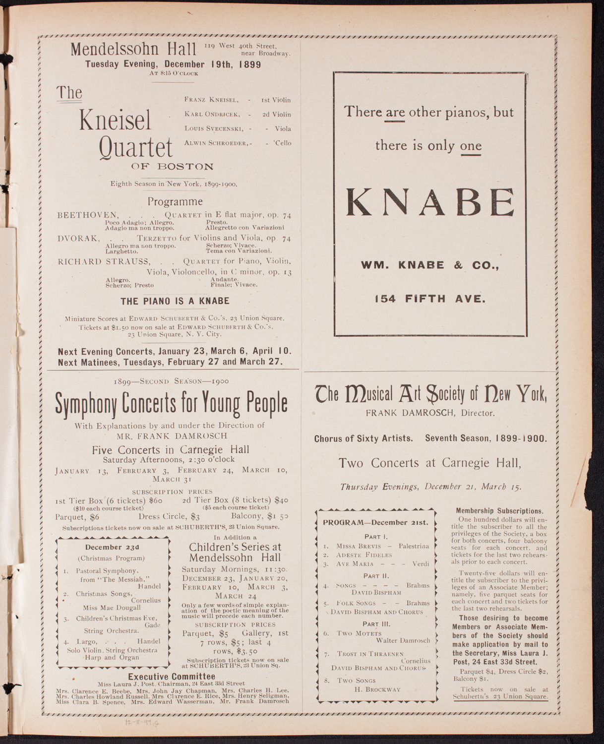 New York Premiere, December 8, 1899, program page 11