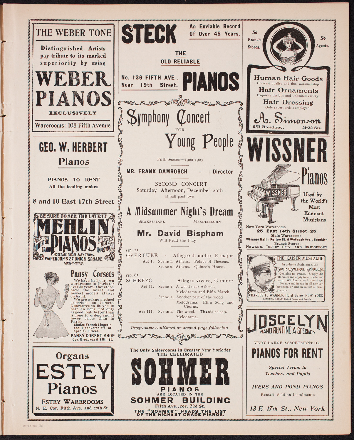 Symphony Concert for Young People, December 20, 1902, program page 5