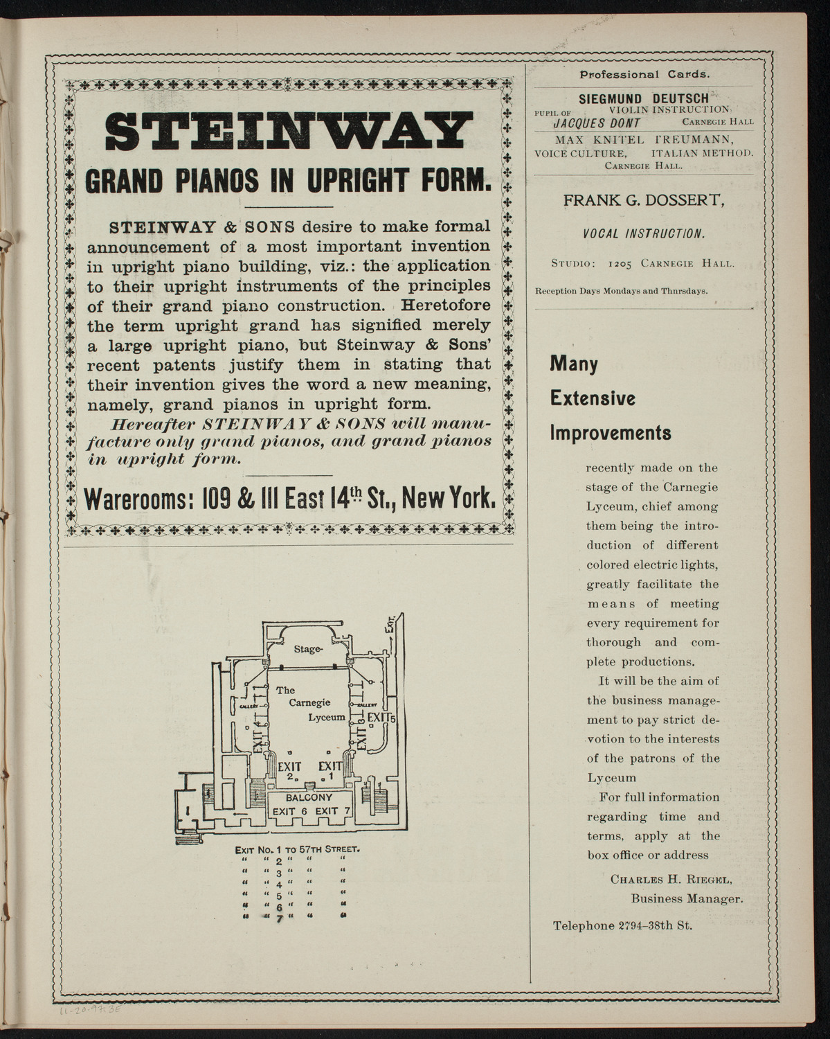 Benefit: Fondas Para Ropa, November 20, 1897, program page 5