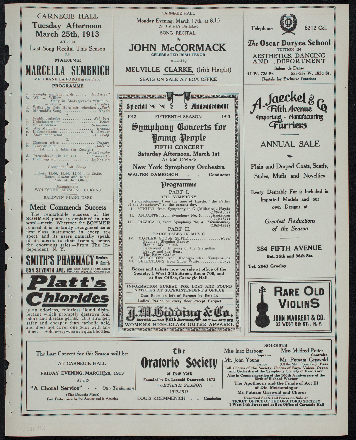 Julia Culp, Contralto, February 27, 1913, program page 9