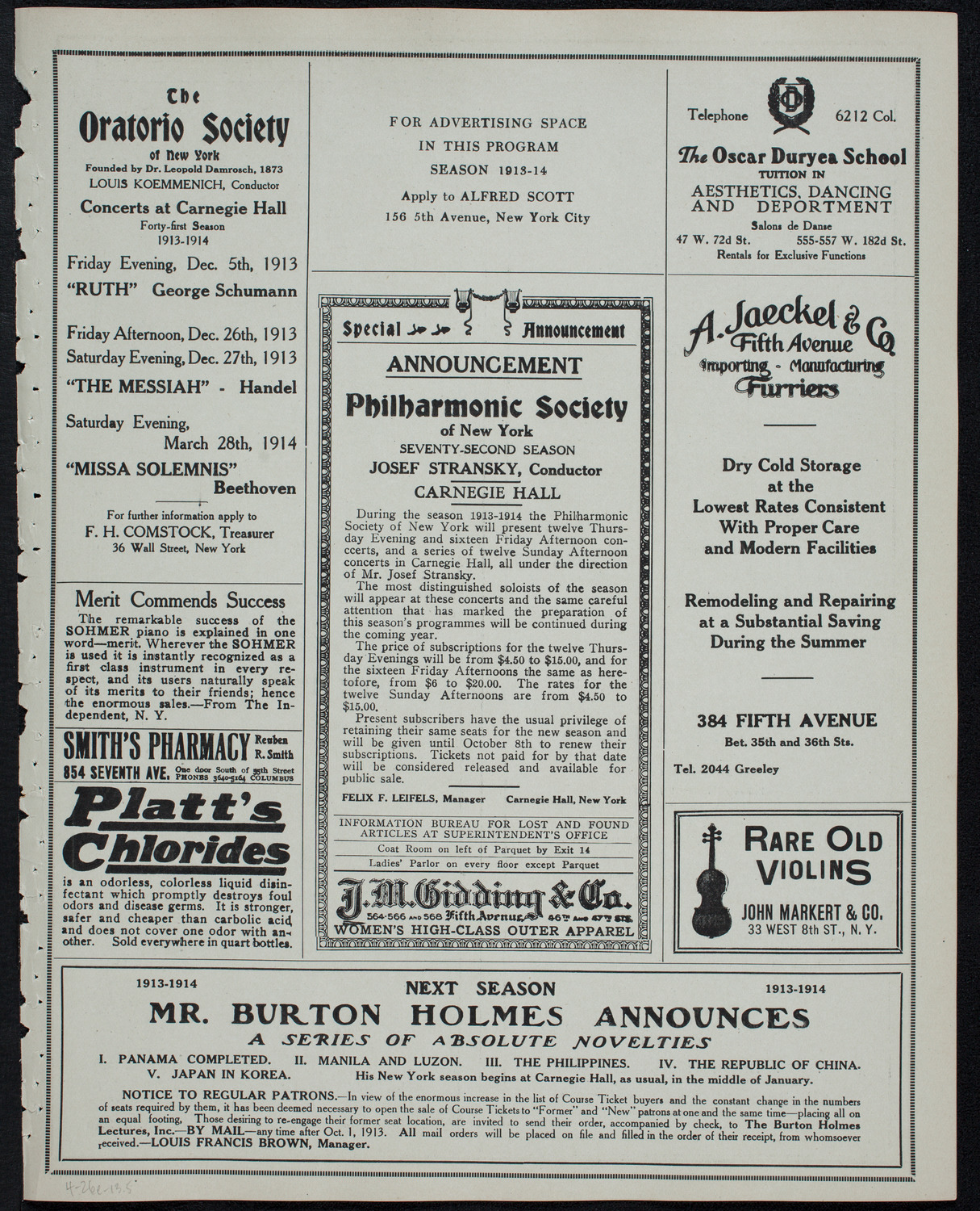 Russian Symphony Society of New York, April 26, 1913, program page 9