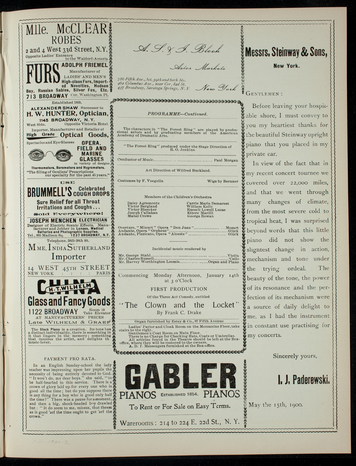 The Children's Theatre, January 11, 1901, program page 3