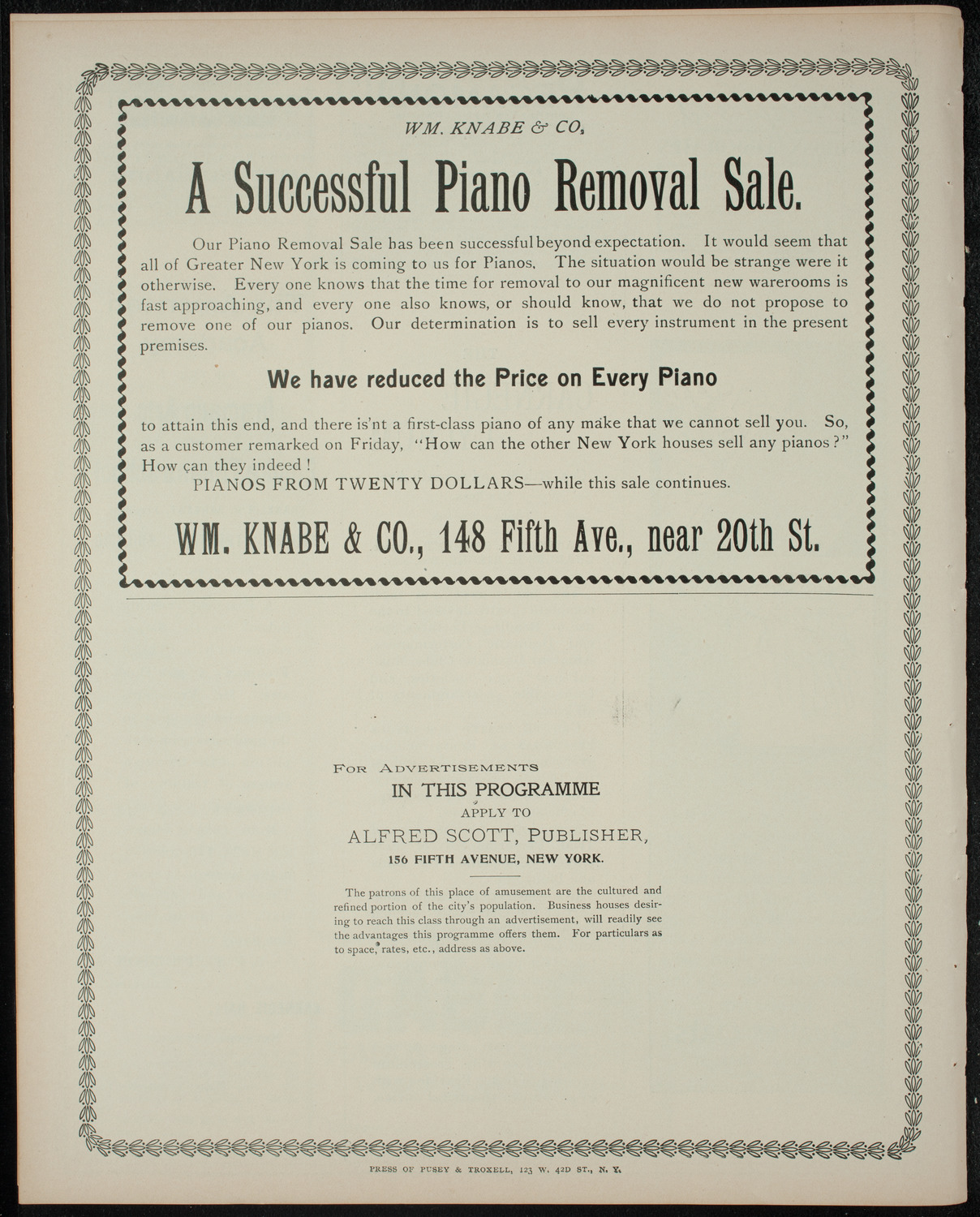 Elmendorf Lecture: The Santiago Campaign and Destruction of Cervera's Fleet (Benefit: Union Settlement), January 17, 1899, program page 6