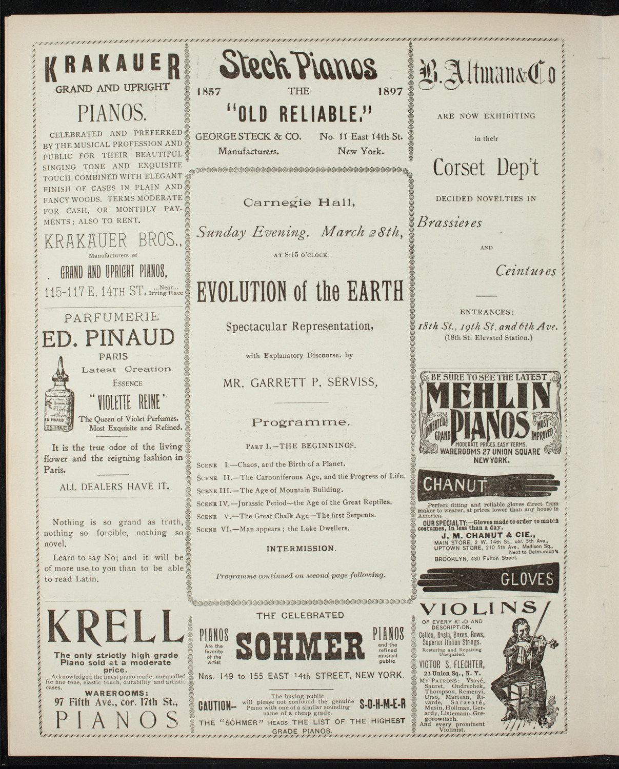 Illustrated Lecture: Evolution of the Earth, March 28, 1897, program page 4