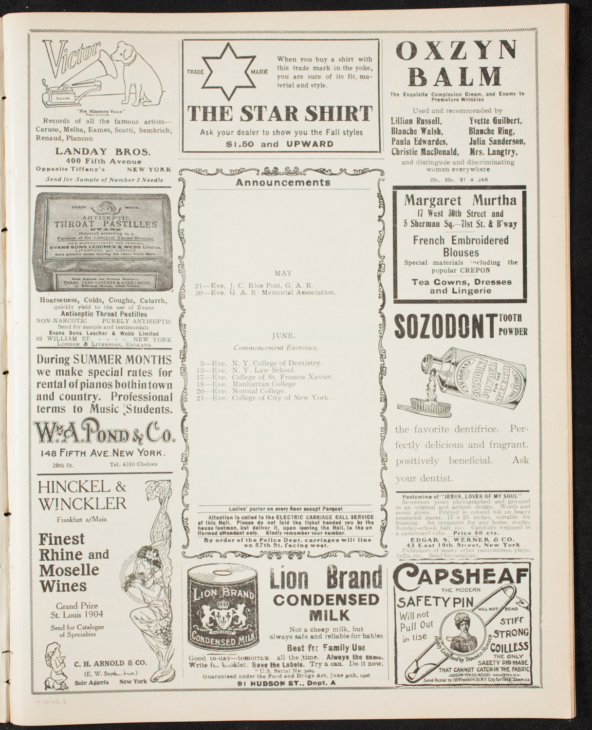 Graduation: Packard Commercial School, May 20, 1907, program page 3