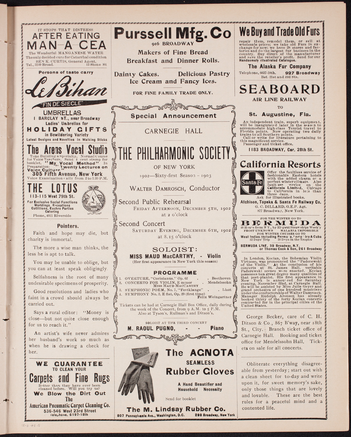 Wetzler Symphony Orchestra, December 2, 1902, program page 9