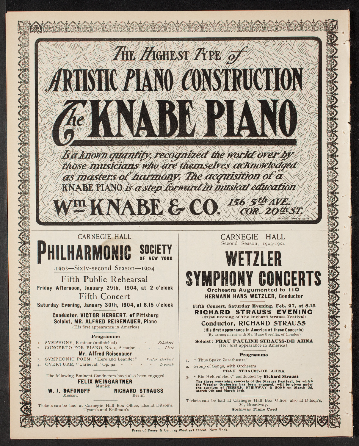 New York Symphony Orchestra, January 24, 1904, program page 12