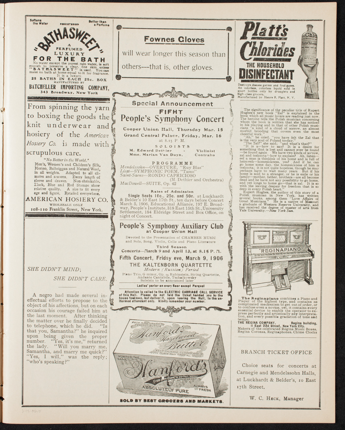 Elmendorf Lecture: Switzerland, March 12, 1906, program page 9