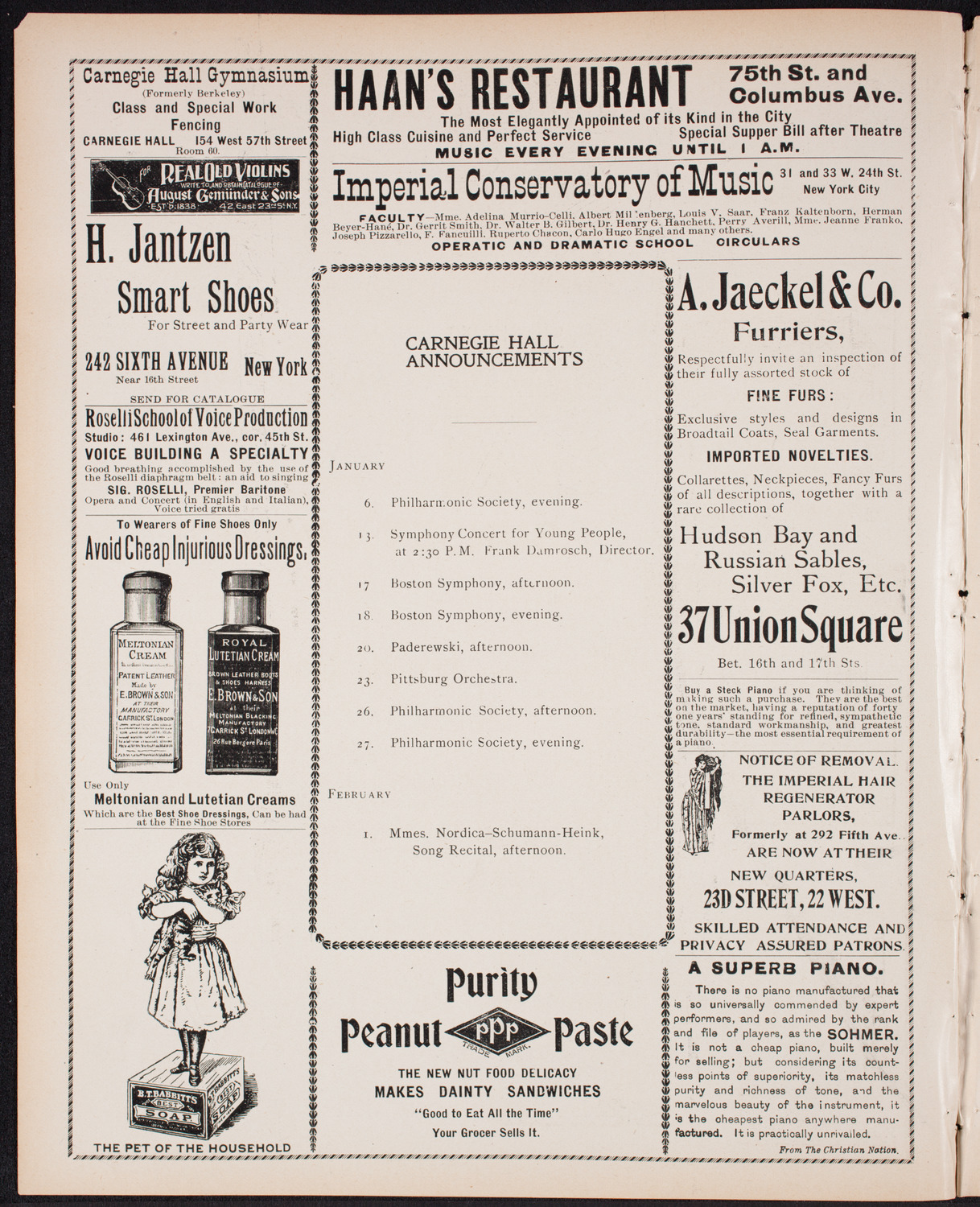 Ignacy Jan Paderewski, Piano, January 6, 1900, program page 2