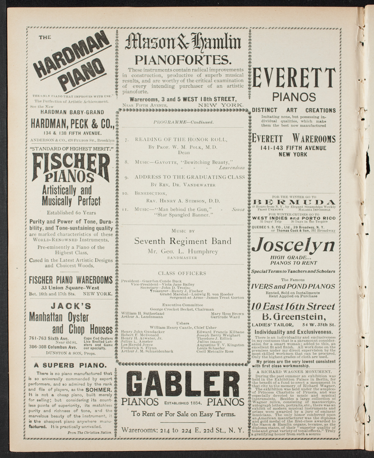 Cornell University Medical College Graduation, June 6, 1900, program page 6