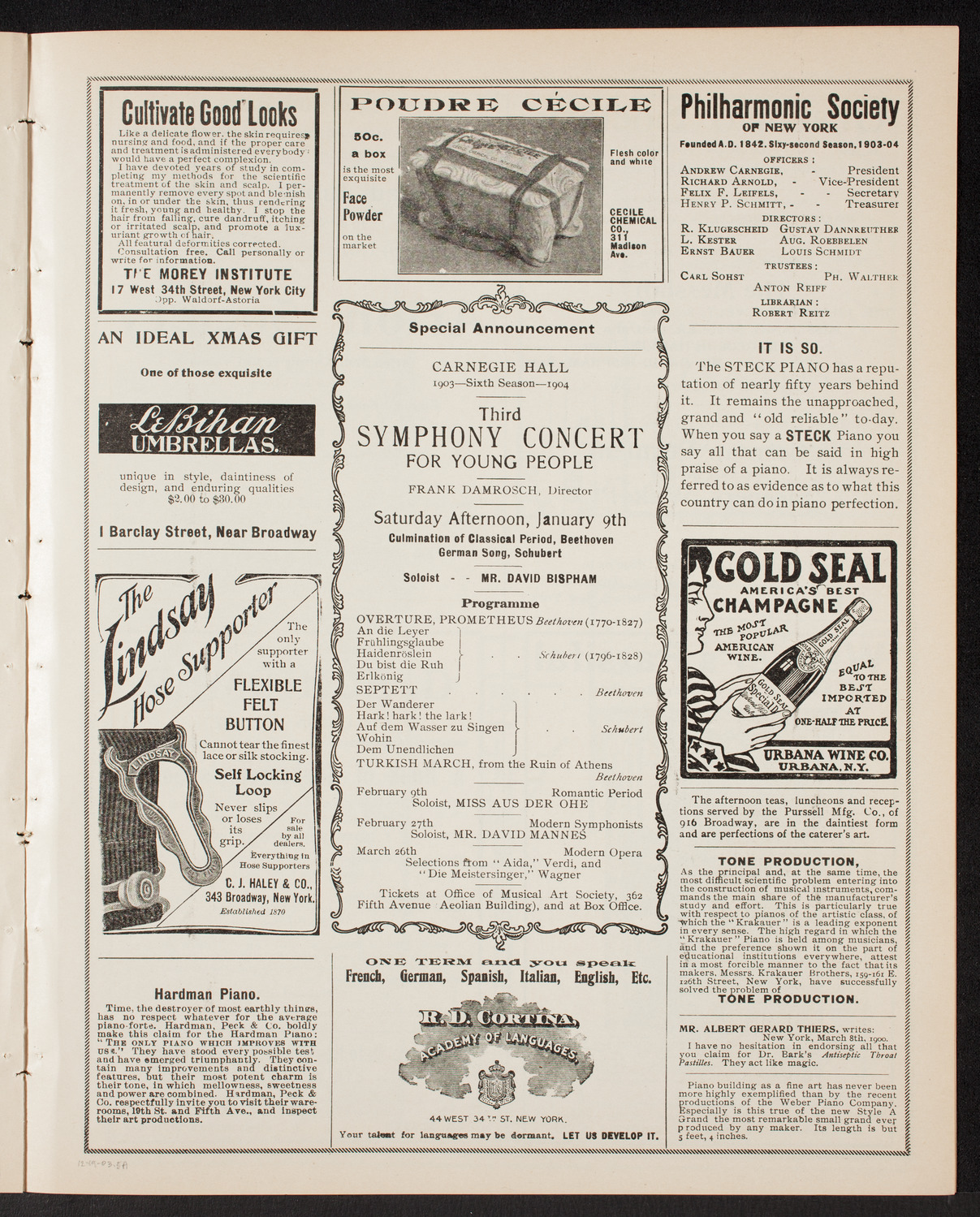 Symphony Concert for Young People, December 19, 1903, program page 9