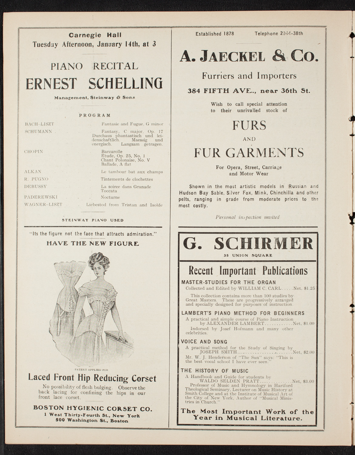 People's Symphony Concert, January 10, 1908, program page 8