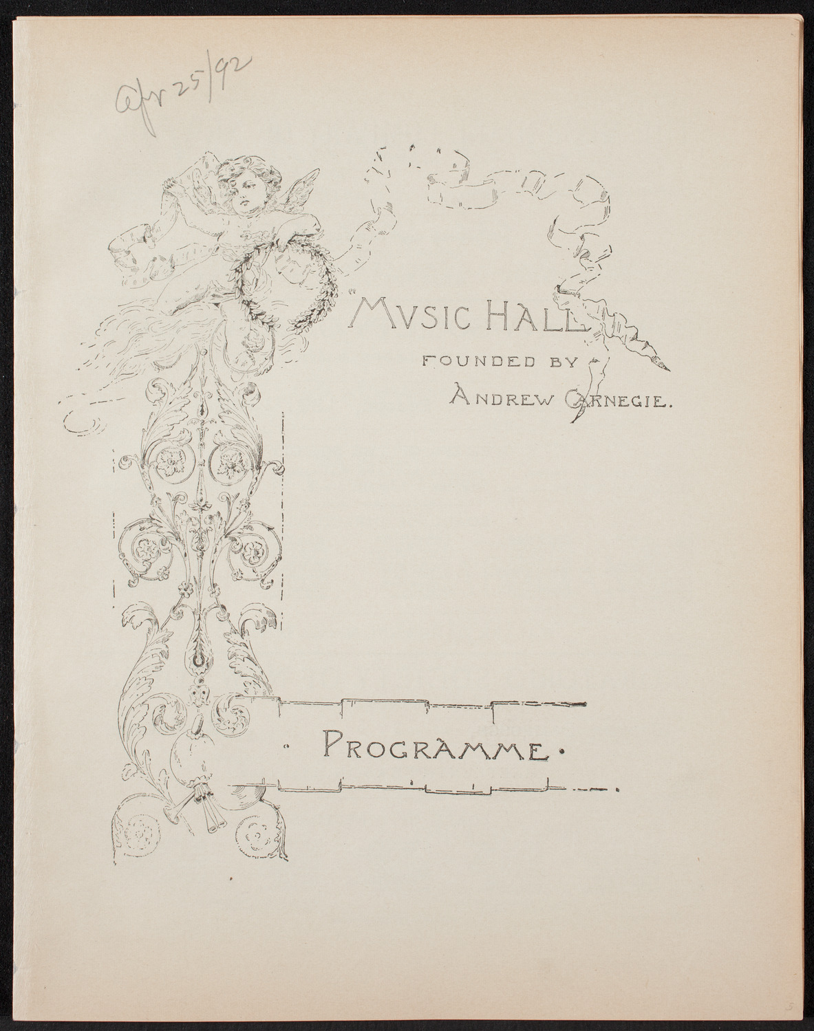 W.T. Talbert, April 25, 1892, program page 1