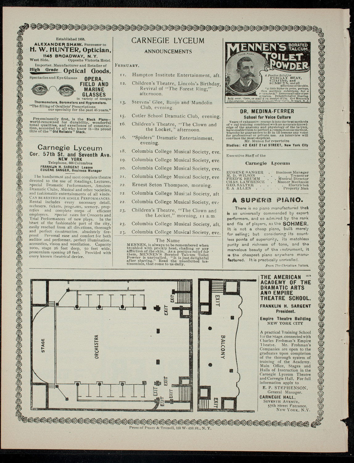 The Children's Theatre, February 9, 1901, program page 4