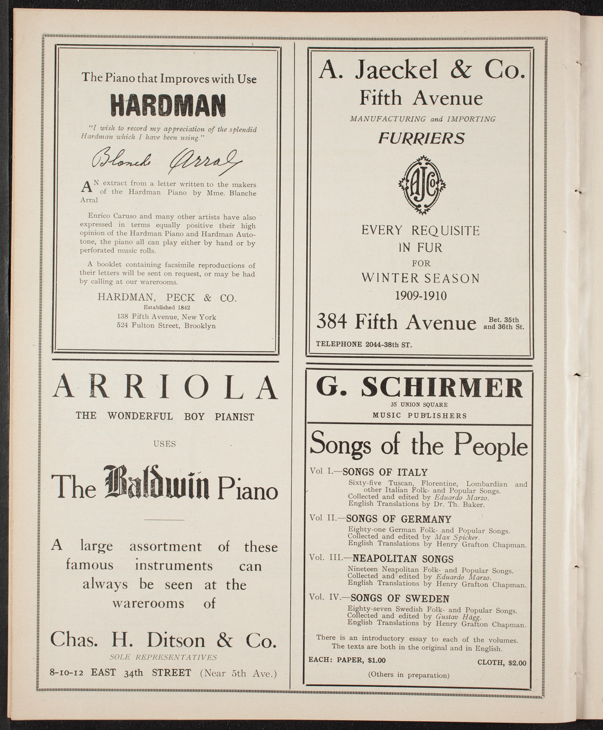 Boston Symphony Orchestra, November 11, 1909, program page 8