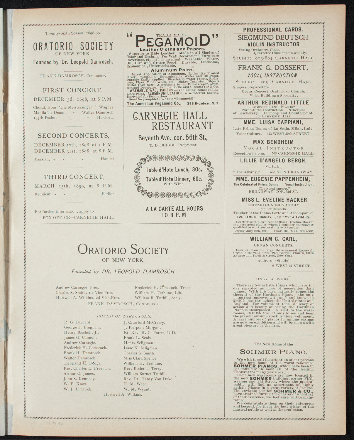 Paur Symphony Orchestra, November 19, 1898, program page 7