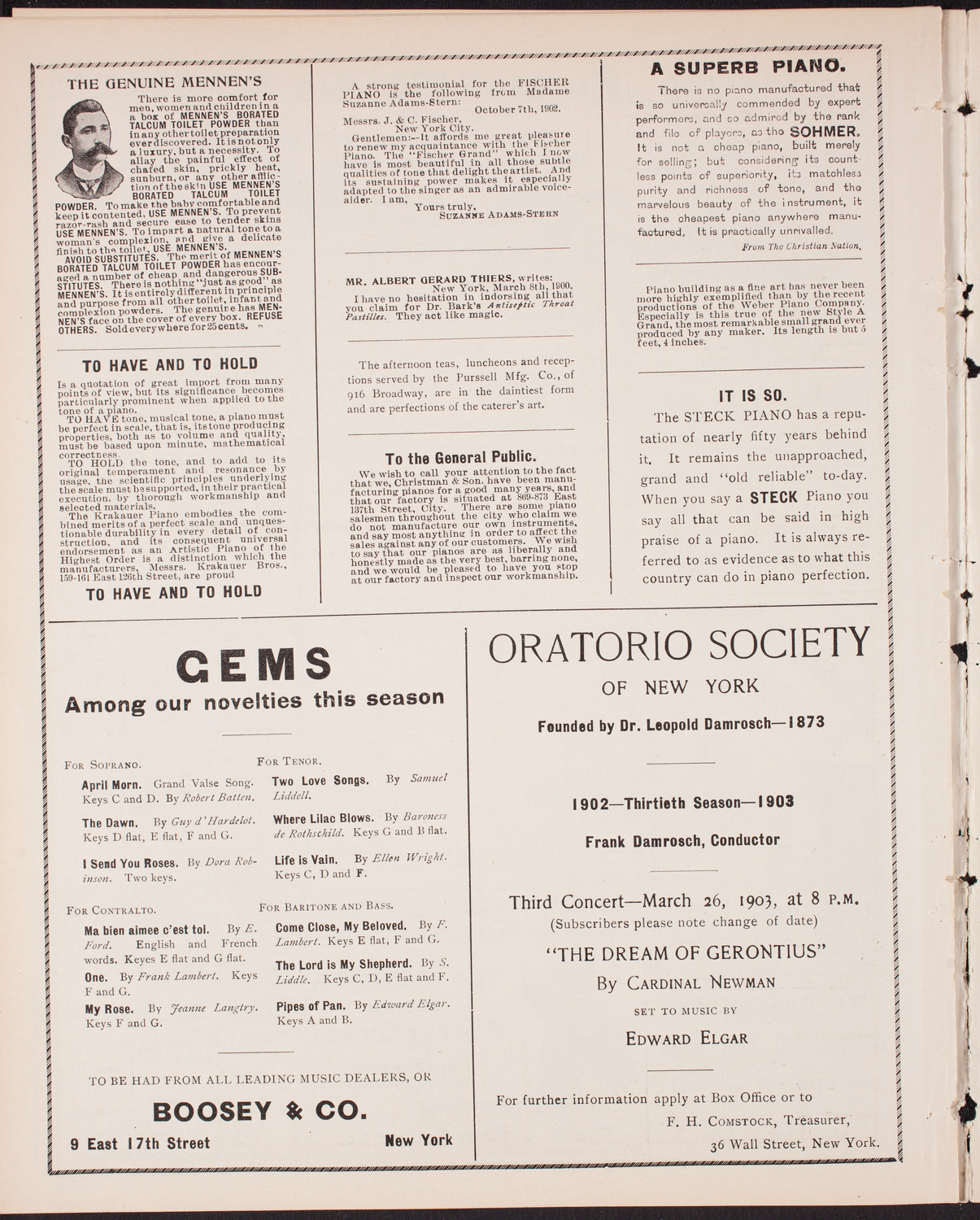 Oratorio Society of New York, December 27, 1902, program page 10