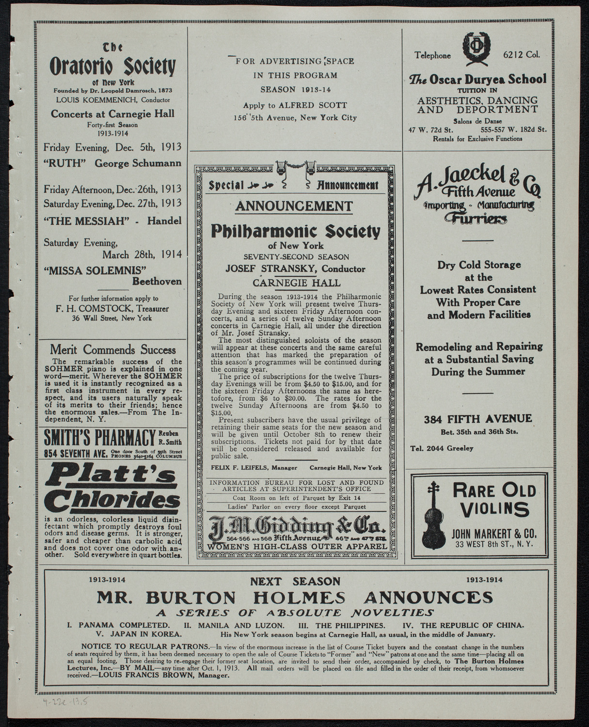 Russian Symphony Society of New York, April 22, 1913, program page 9