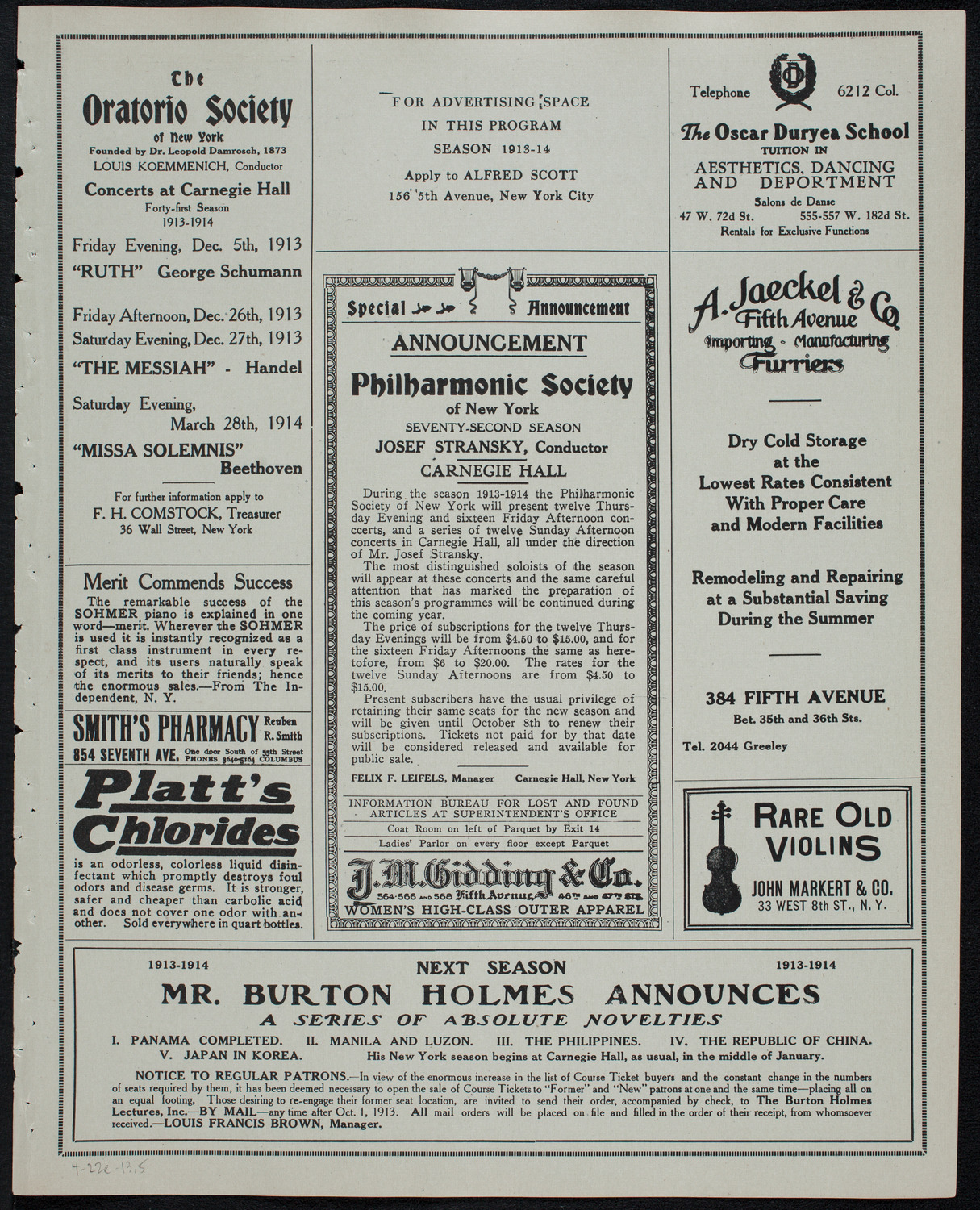 Russian Symphony Society of New York, April 22, 1913, program page 9