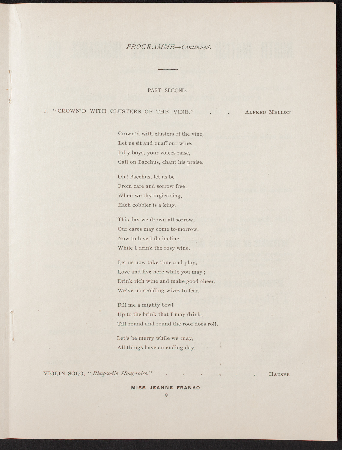 New York Banks' Glee Club, May 21, 1892, program page 10