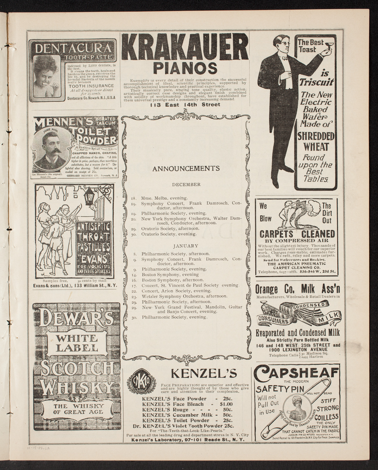 New York Philharmonic, December 18, 1903, program page 3