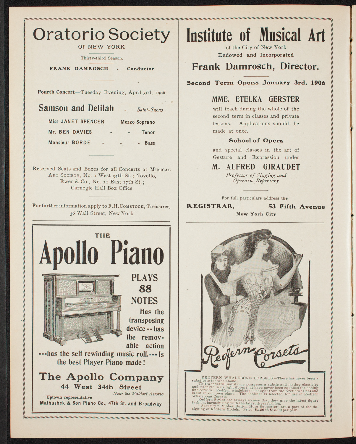 Volpe Symphony Society of New York, February 22, 1906, program page 2