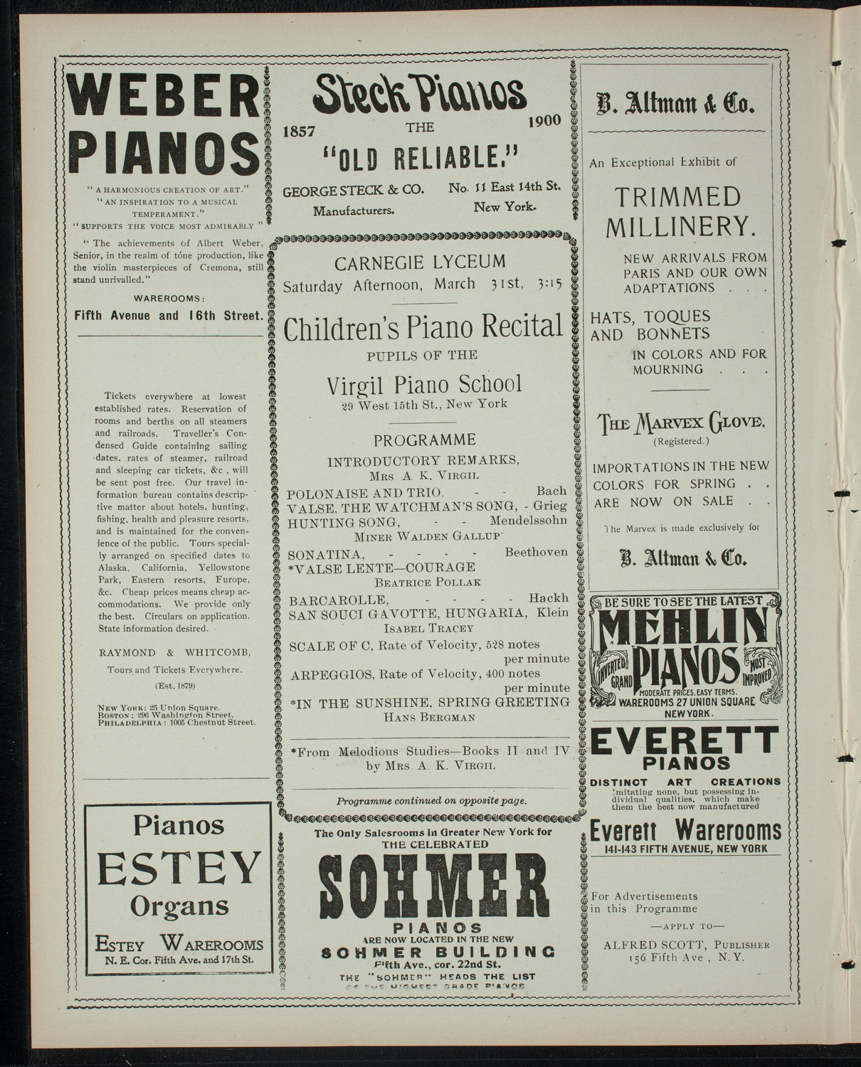 Children's Piano Recital: Pupils of the Virgil Piano School, March 31, 1900, program page 2