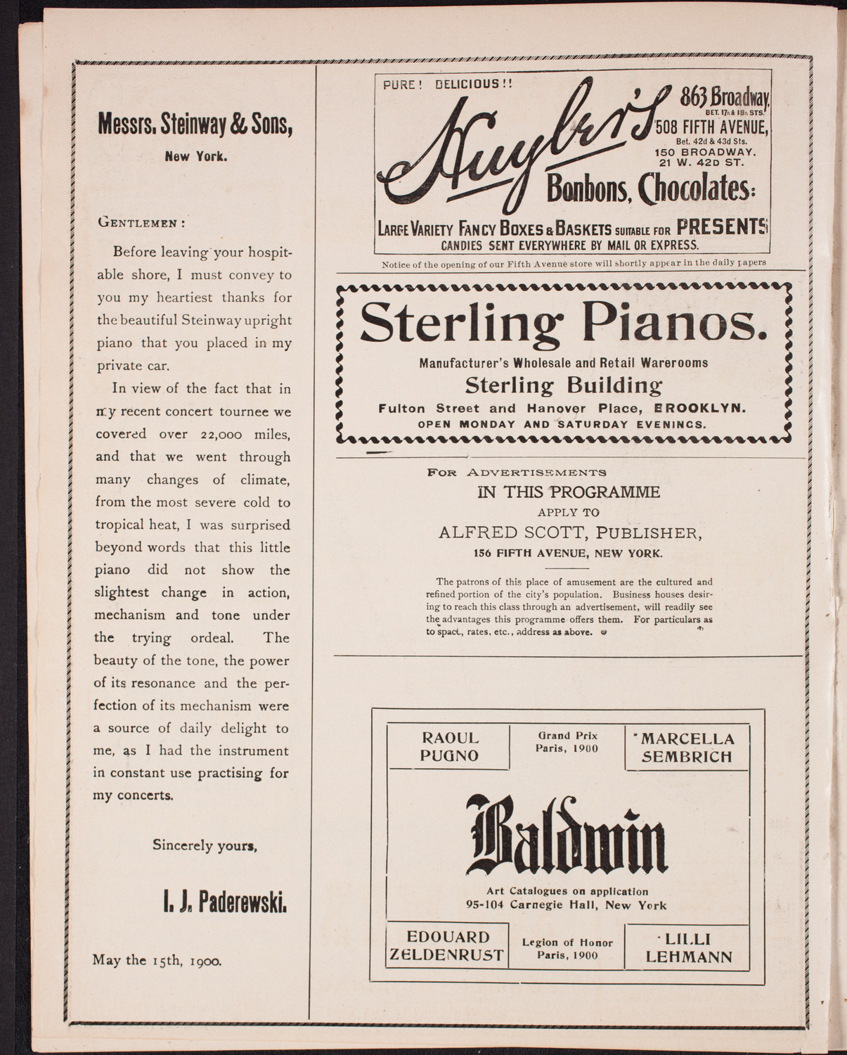 Raoul Pugno with Symphony Orchestra, October 21, 1902, program page 4
