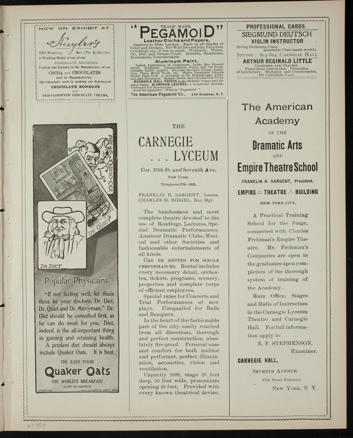 Comparative Literature Society Saturday Morning Conference, February 4, 1899, program page 7