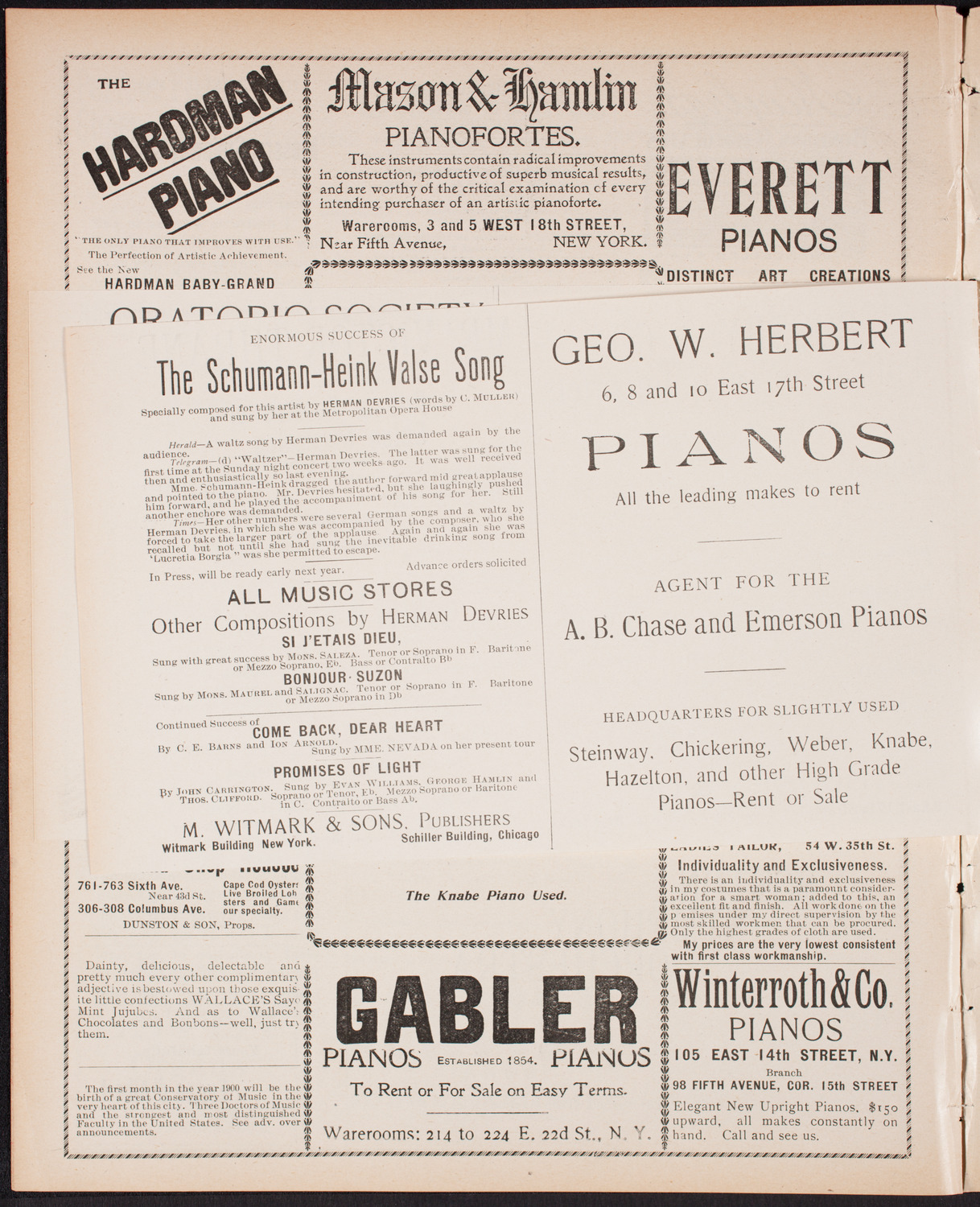 New York Philharmonic, January 5, 1900, program page 10