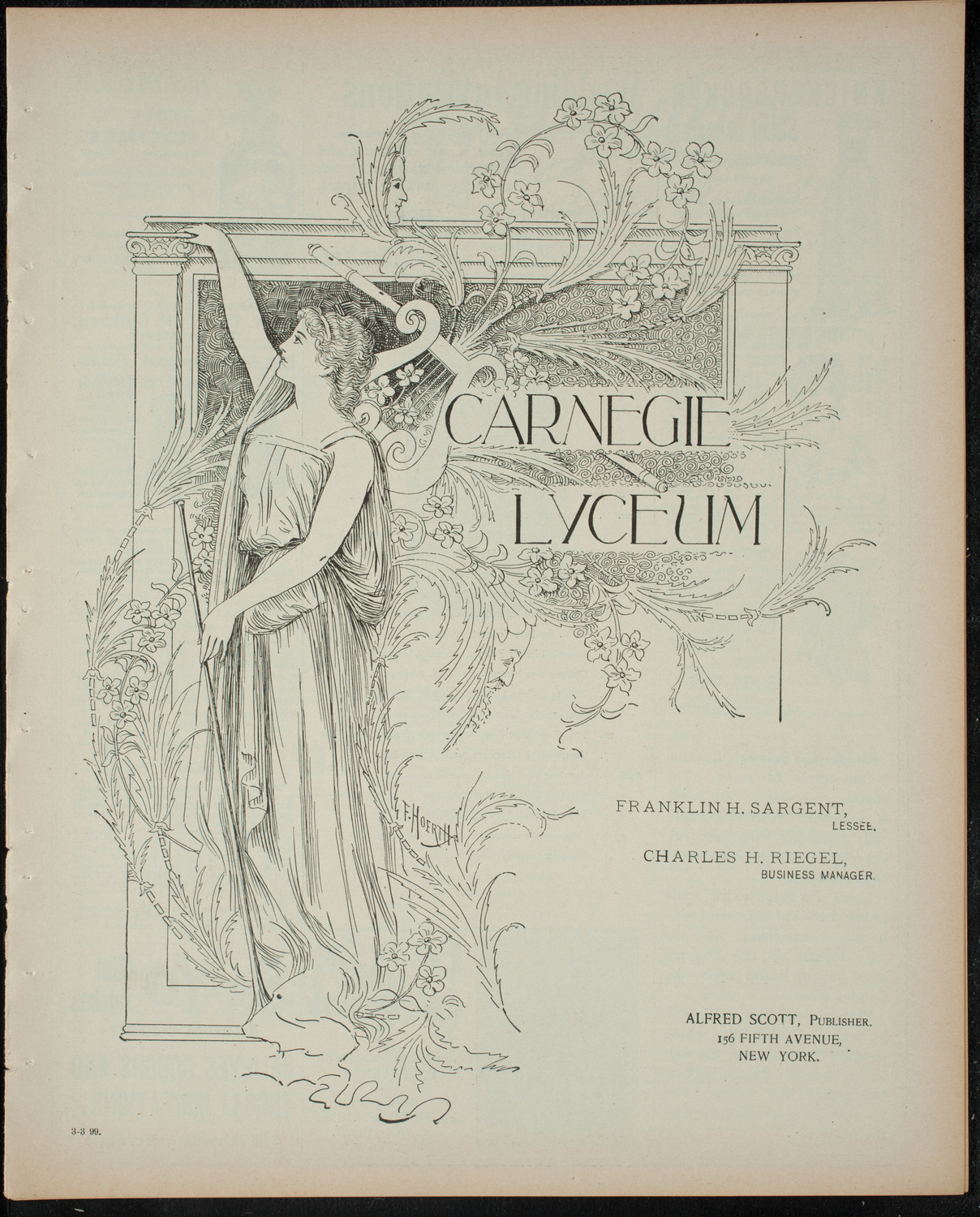 Columbia University Musical Society, March 3, 1899, program page 1