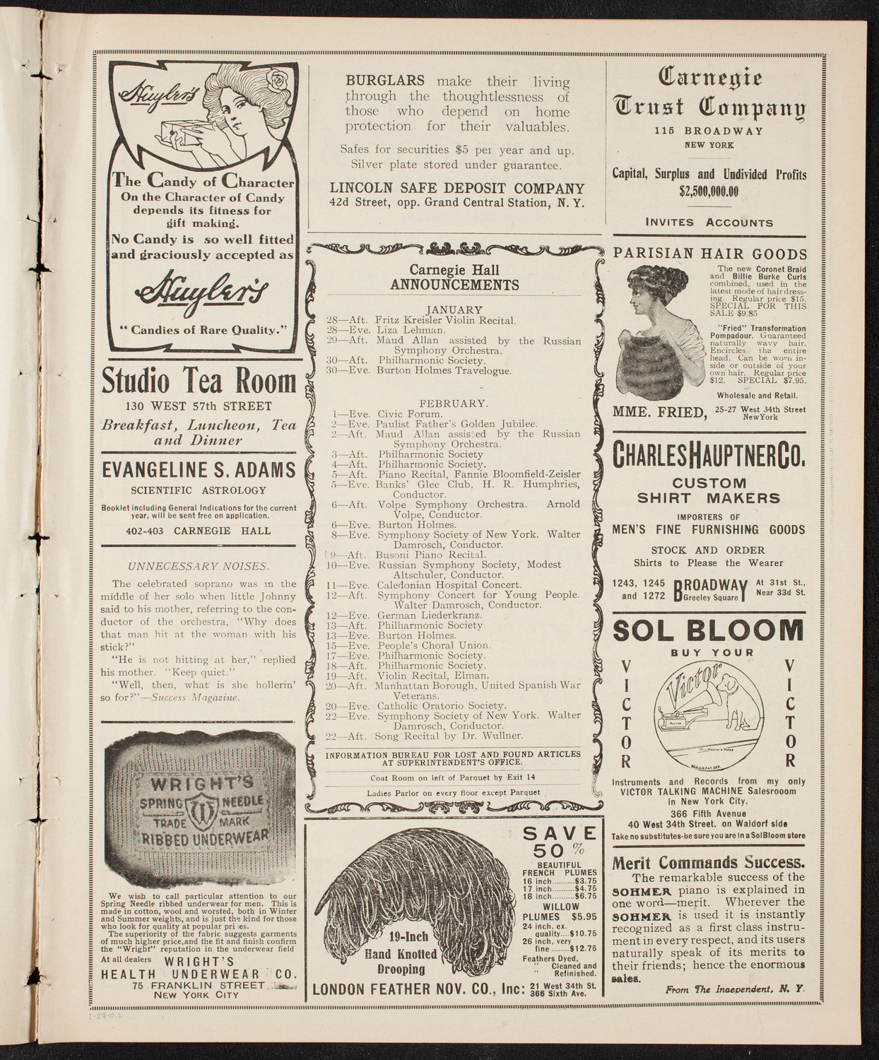 Russian Symphony Society of New York, January 27, 1910, program page 3