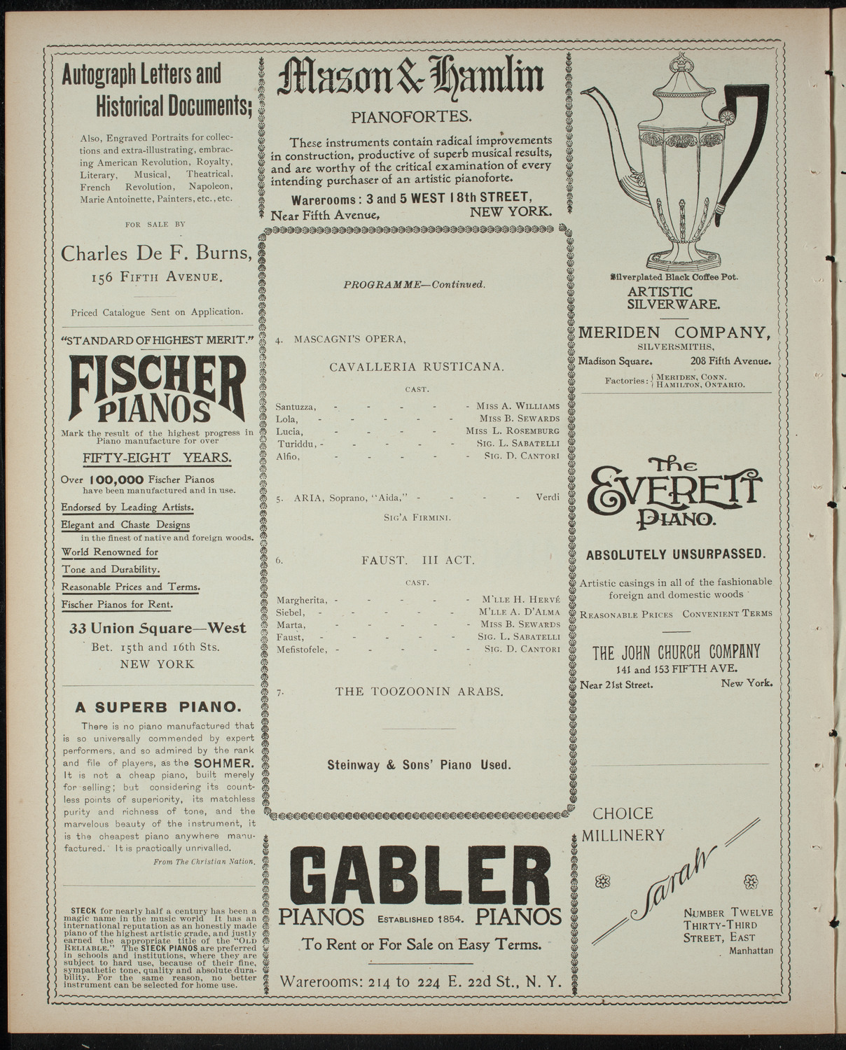 Grand Operatic Benefit, March 25, 1899, program page 6