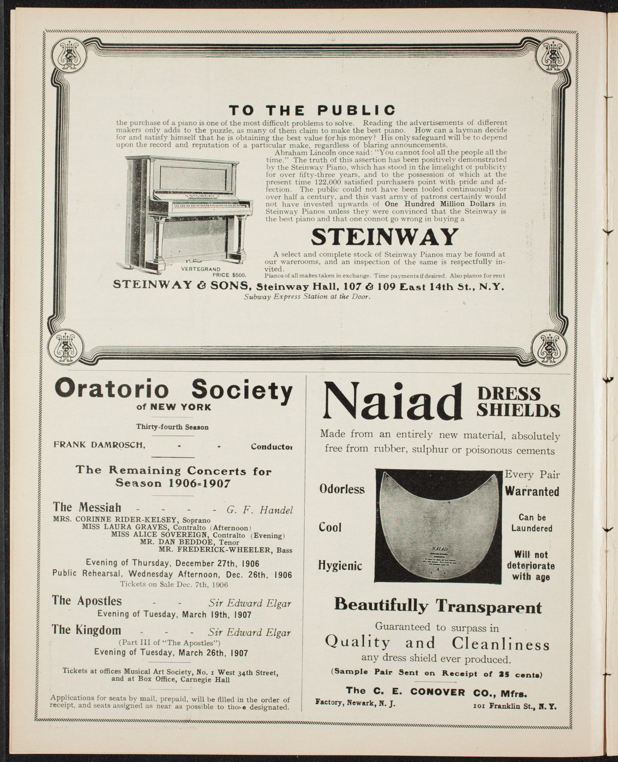 Johanna Gadski, Soprano, December 11, 1906, program page 4