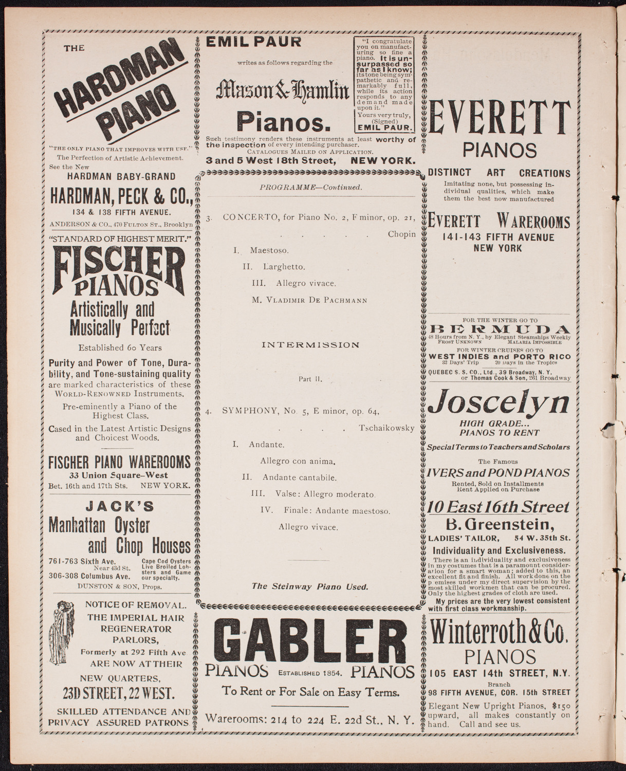 New York Philharmonic, February 17, 1900, program page 6
