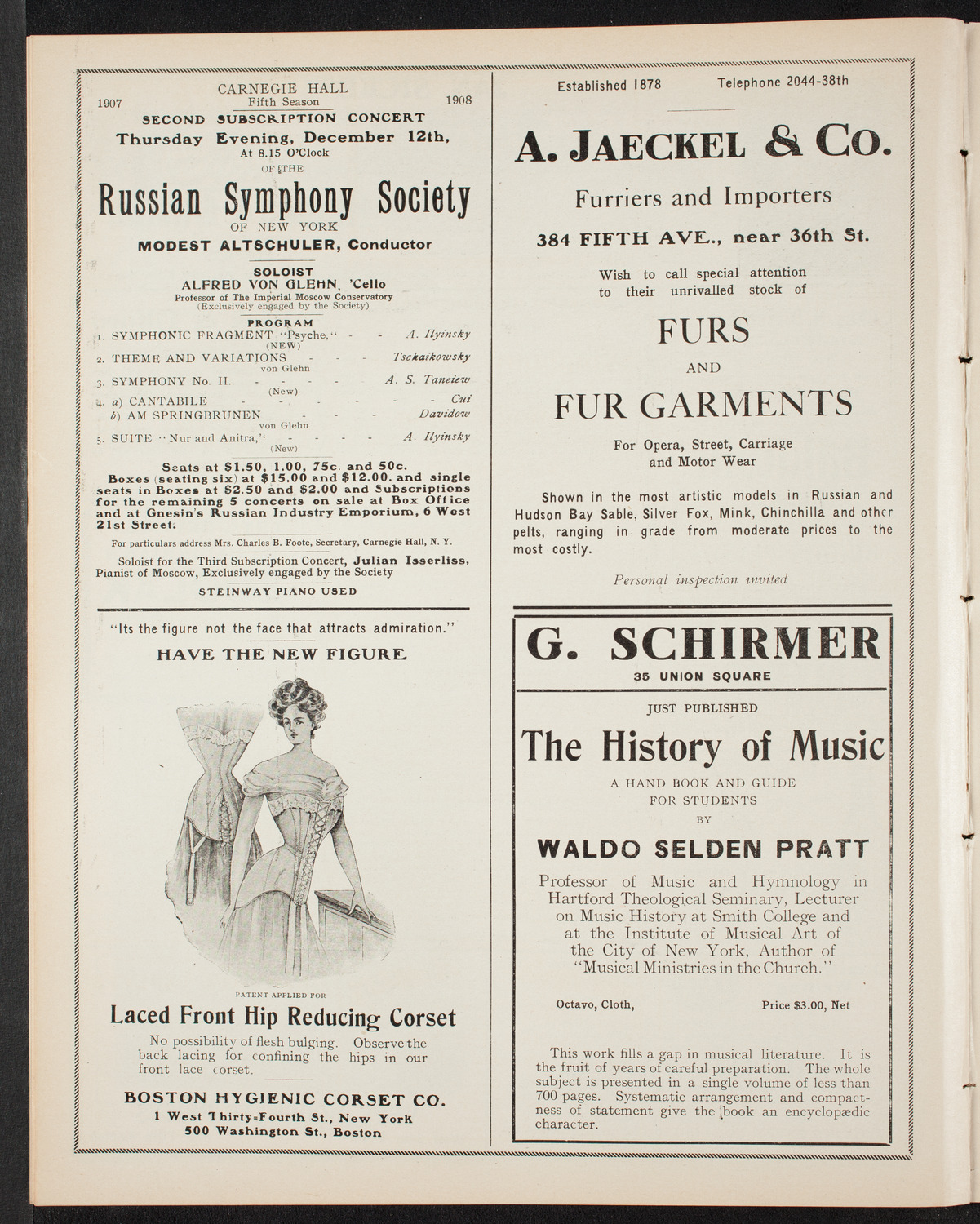 Russian Symphony Society of New York, November 14, 1907, program page 8