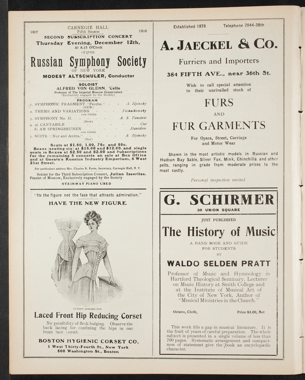 Russian Symphony Society of New York, November 14, 1907, program page 8