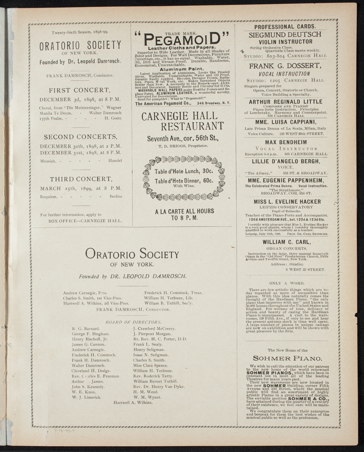 Paur Symphony Orchestra, November 18, 1898, program page 7