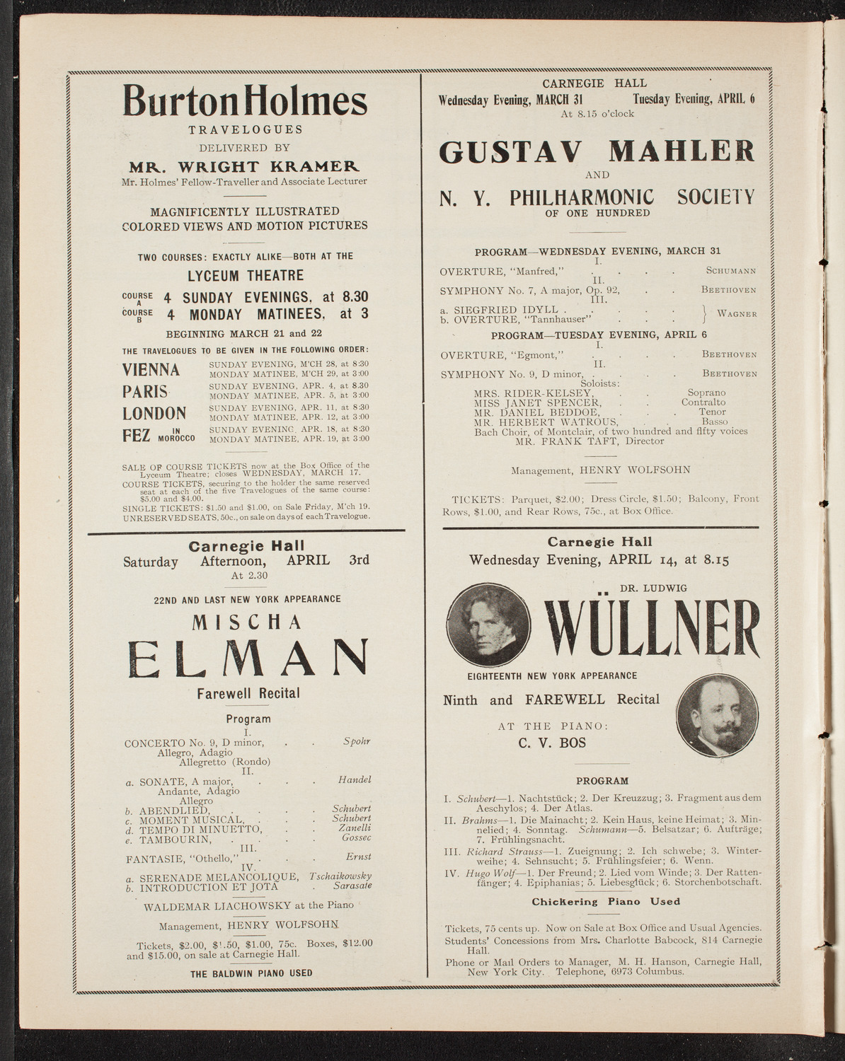 Volpe Symphony Society of New York, March 25, 1909, program page 10