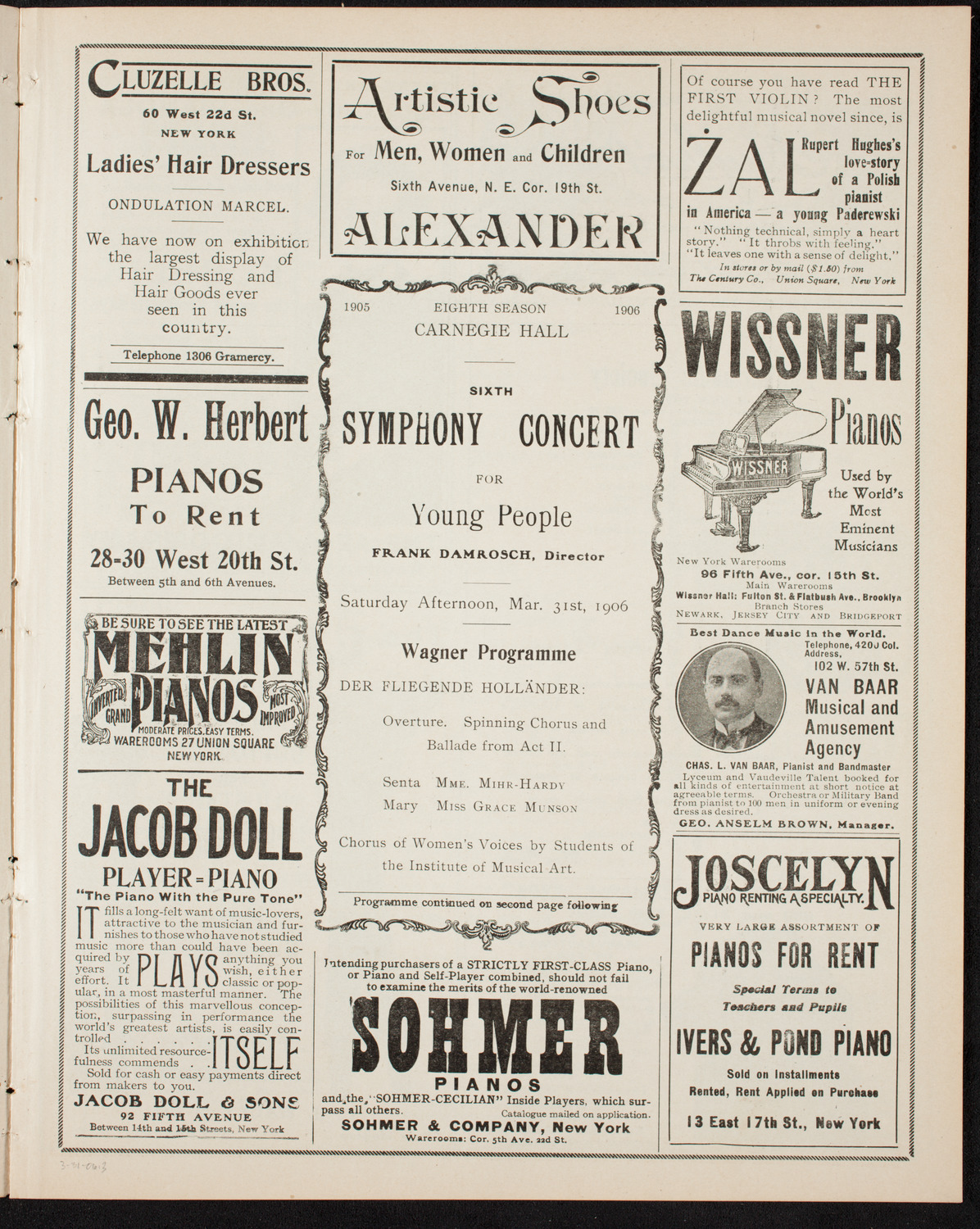 Symphony Concert for Young People, March 31, 1906, program page 5